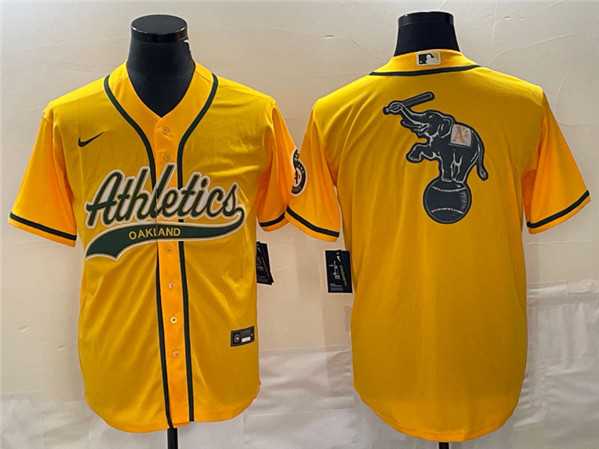 Men%27s Oakland Athletics Yellow Team Big Logo Cool Base Stitched Baseball Jersey 003->philadelphia phillies->MLB Jersey